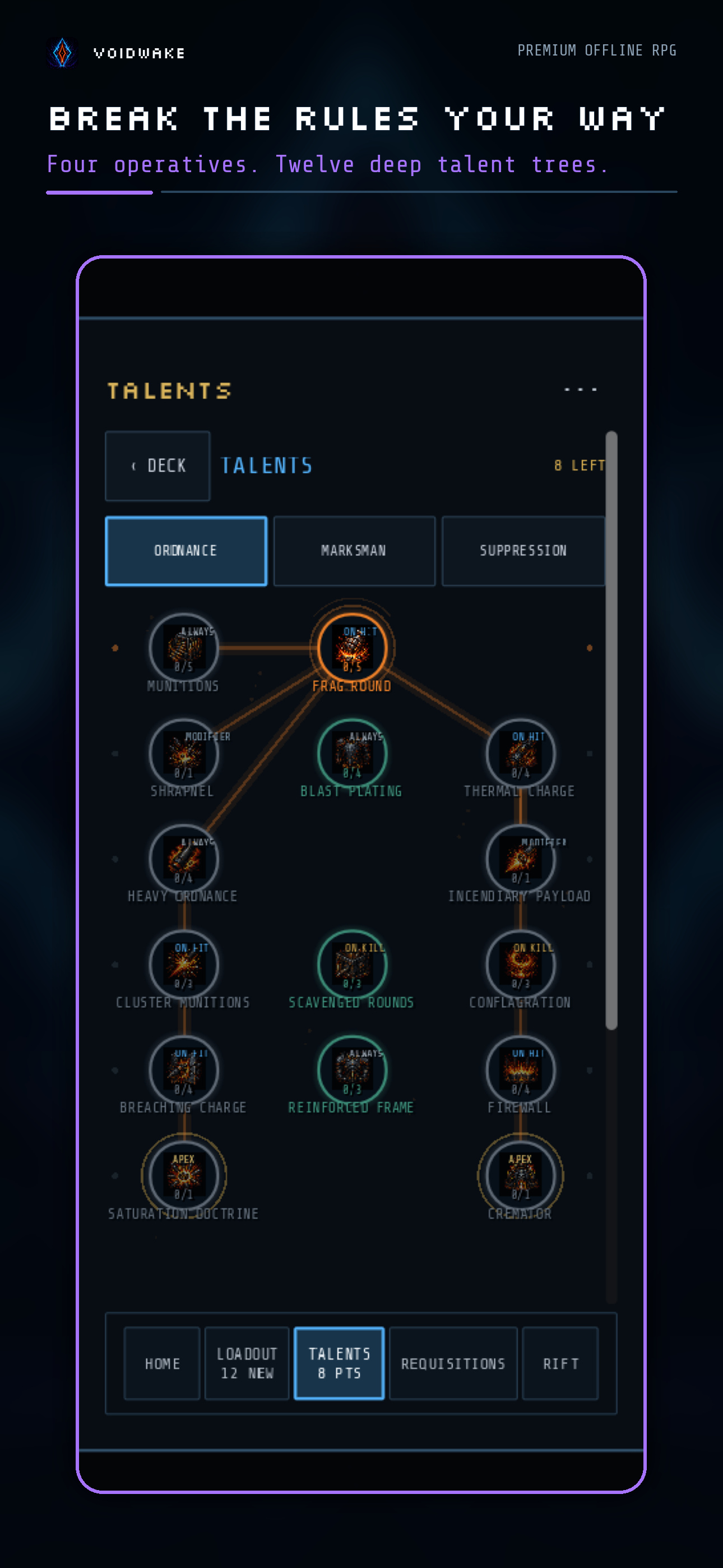 A branching VOIDWAKE talent tree