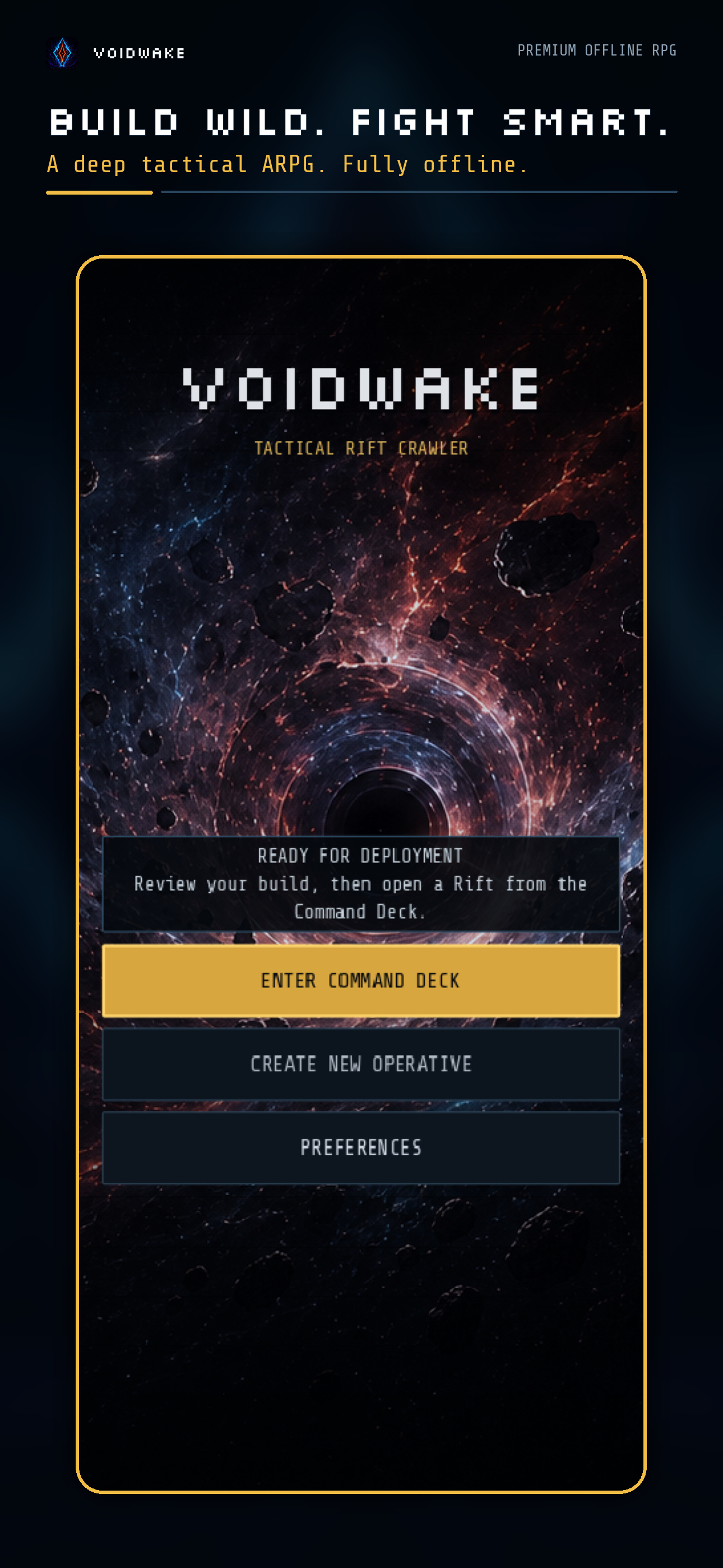 VOIDWAKE title screen on iPhone